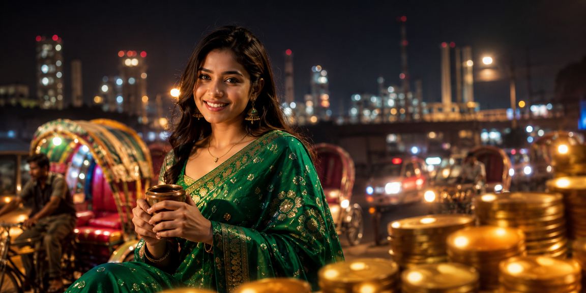 ঢাকায় শাড়ি পরিহিত একজন নারী ক্যাসিনো বেটিং অনুশীলন করছেন